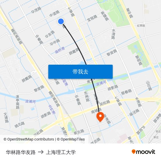 华林路华友路 to 上海理工大学 map