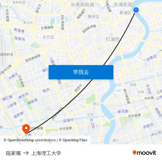 陆家嘴 to 上海理工大学 map
