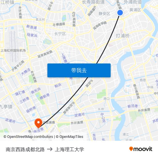 南京西路成都北路 to 上海理工大学 map