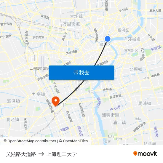 吴淞路天潼路 to 上海理工大学 map