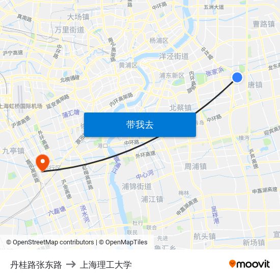 丹桂路张东路 to 上海理工大学 map