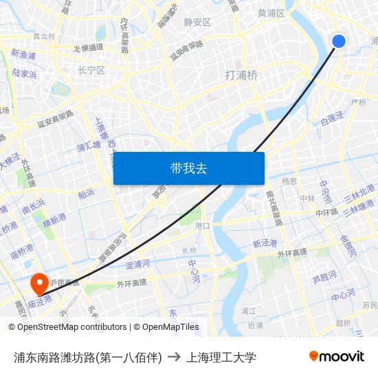 浦东南路潍坊路(第一八佰伴) to 上海理工大学 map