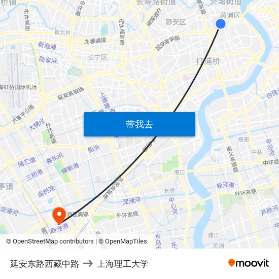 延安东路西藏中路 to 上海理工大学 map
