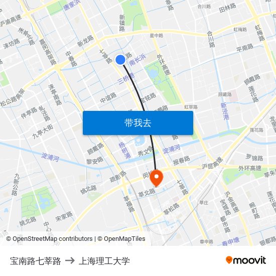 宝南路七莘路 to 上海理工大学 map