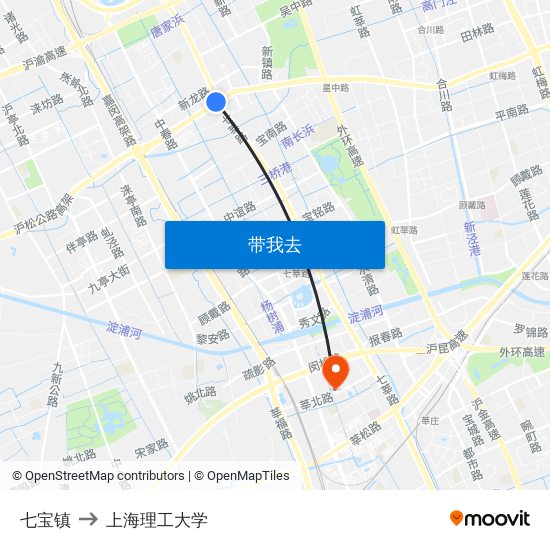 七宝镇 to 上海理工大学 map