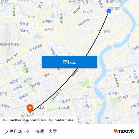 人民广场 to 上海理工大学 map