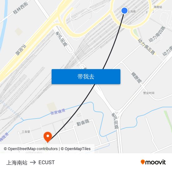 上海南站 to ECUST map