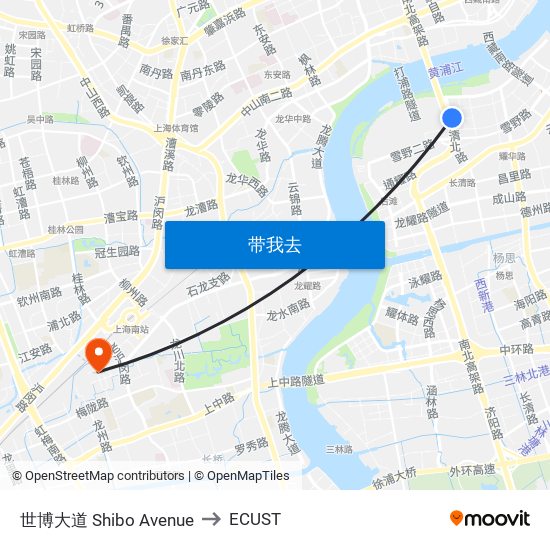 世博大道 Shibo Avenue to ECUST map