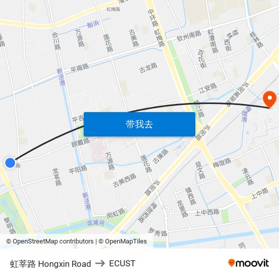 虹莘路 Hongxin Road to ECUST map