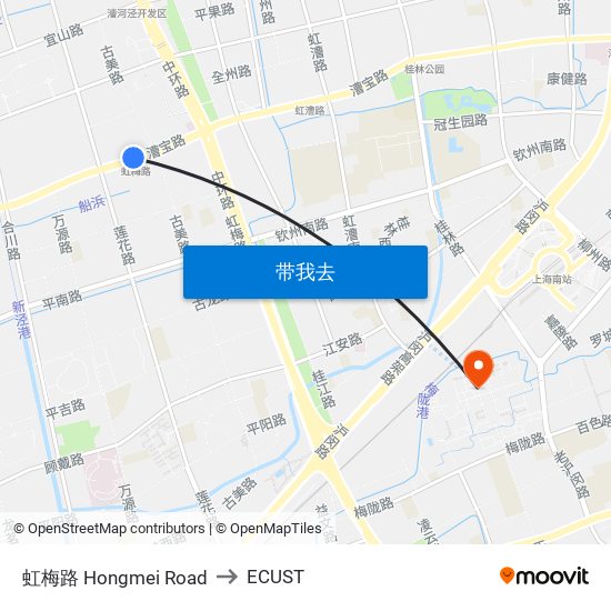 虹梅路 Hongmei Road to ECUST map