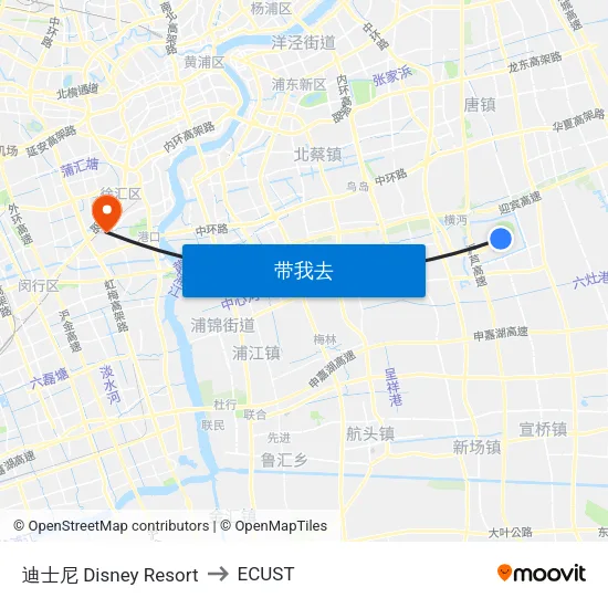 迪士尼 Disney Resort to ECUST map