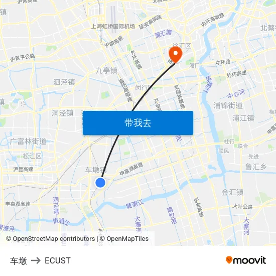 车墩 to ECUST map