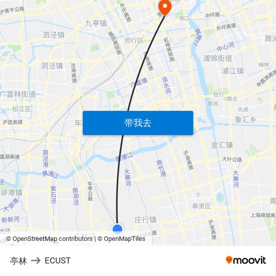 亭林 to ECUST map