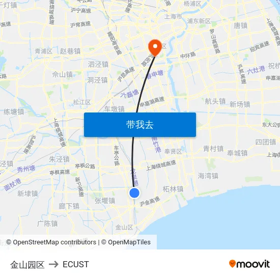 金山园区 to ECUST map