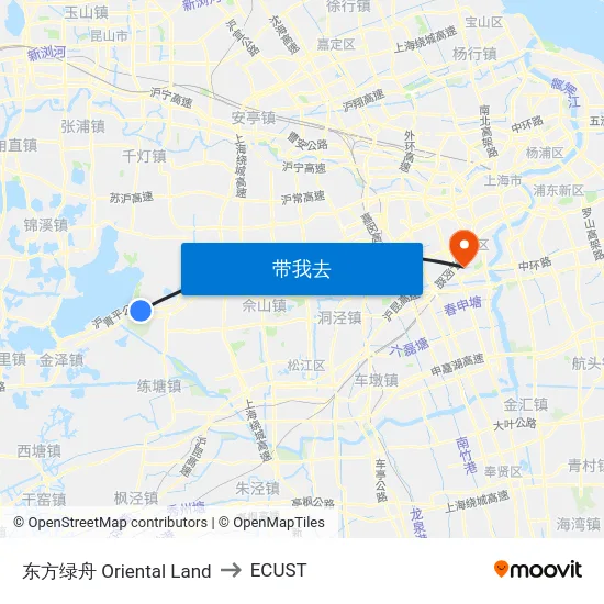 东方绿舟 Oriental Land to ECUST map