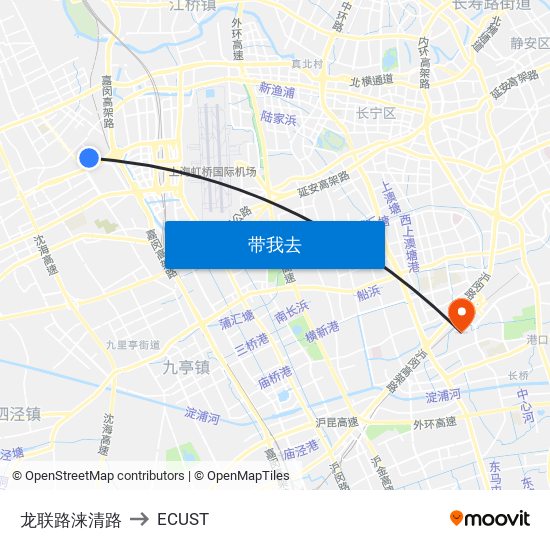 龙联路涞清路 to ECUST map