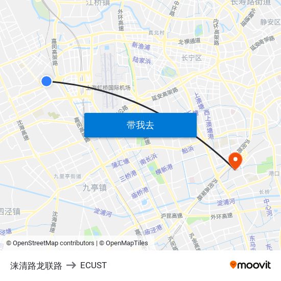 涞清路龙联路 to ECUST map