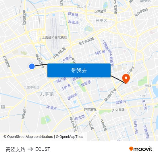 高泾支路 to ECUST map