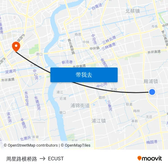 周星路横桥路 to ECUST map