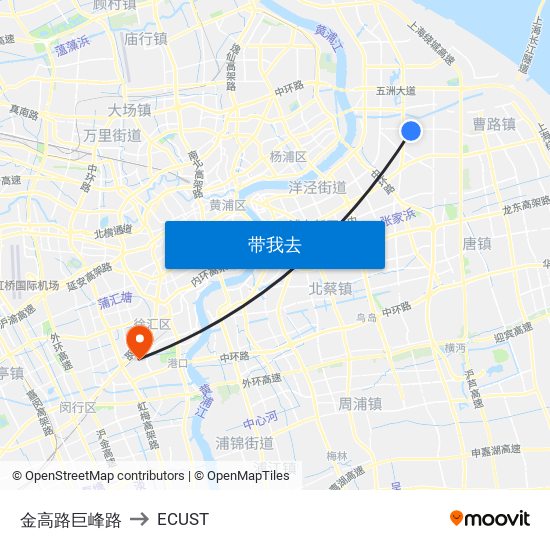 金高路巨峰路 to ECUST map