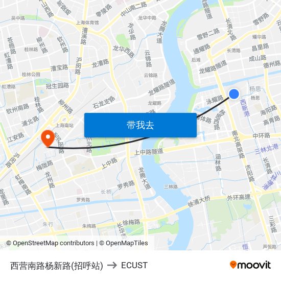 西营南路杨新路(招呼站) to ECUST map