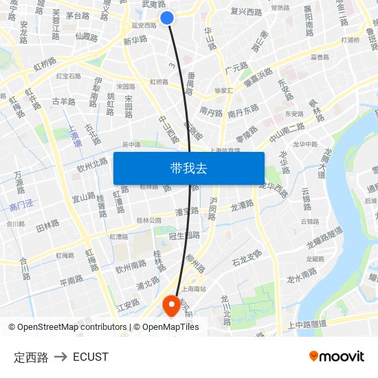 定西路 to ECUST map
