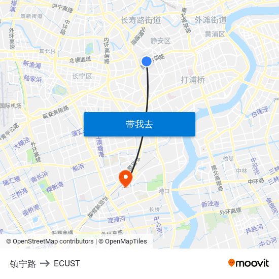镇宁路 to ECUST map