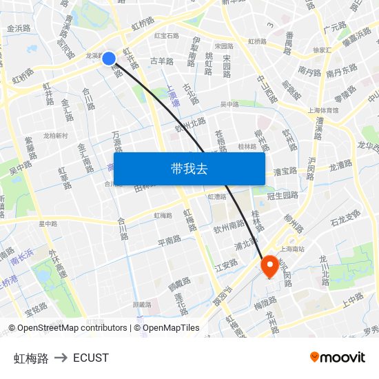 虹梅路 to ECUST map