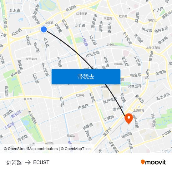 剑河路 to ECUST map