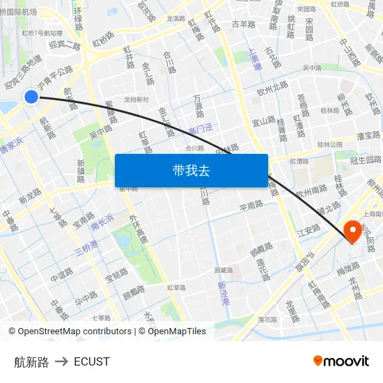 航新路 to ECUST map