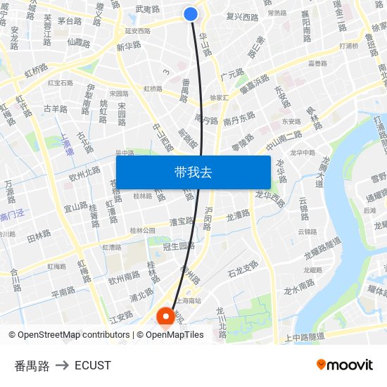 番禺路 to ECUST map