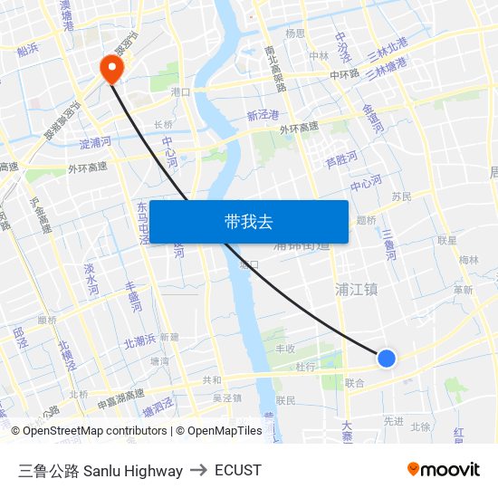 三鲁公路 Sanlu Highway to ECUST map