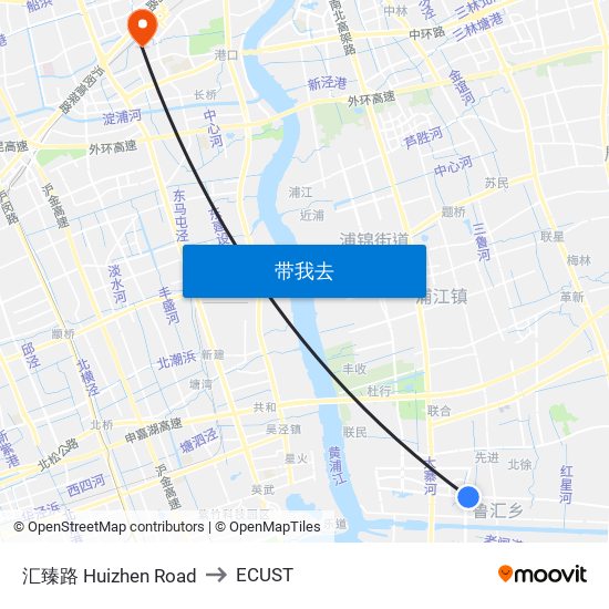 汇臻路 Huizhen Road to ECUST map