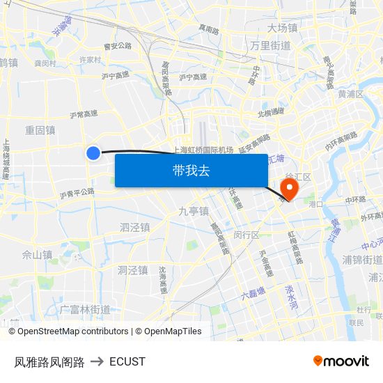 凤雅路凤阁路 to ECUST map