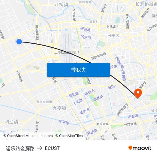 运乐路金辉路 to ECUST map