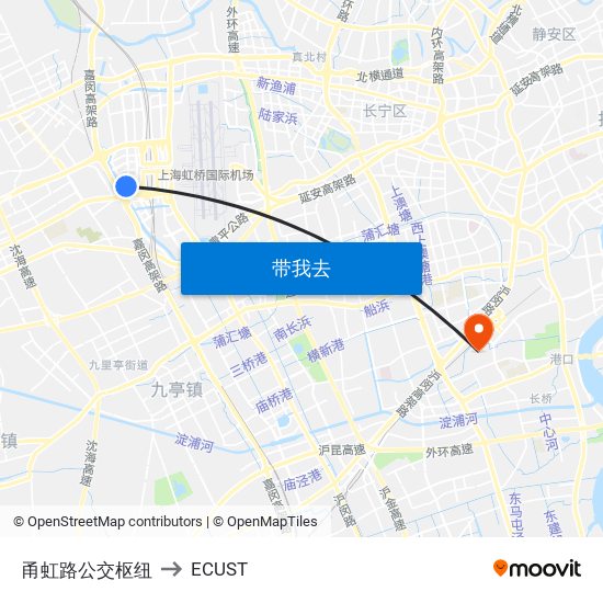 甬虹路公交枢纽 to ECUST map