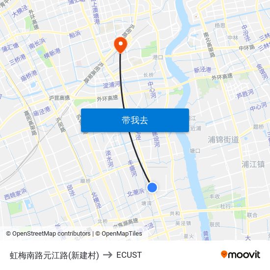 虹梅南路元江路(新建村) to ECUST map