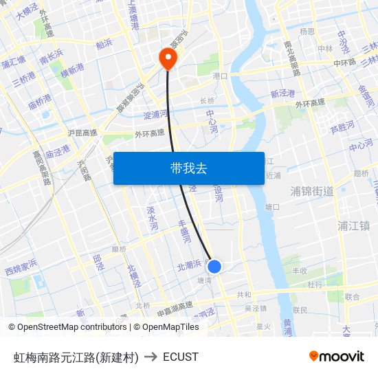 虹梅南路元江路(新建村) to ECUST map