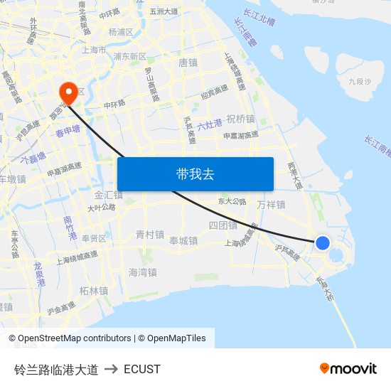 铃兰路临港大道 to ECUST map