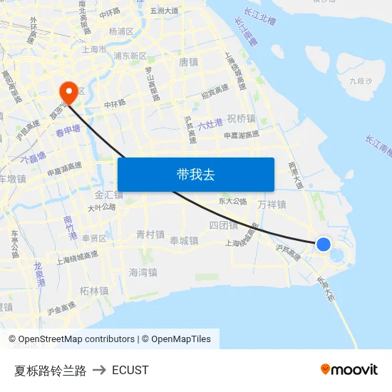 夏栎路铃兰路 to ECUST map