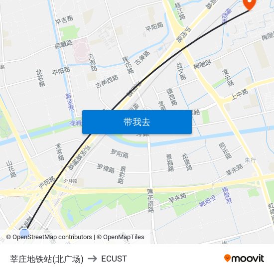 莘庄地铁站(北广场) to ECUST map