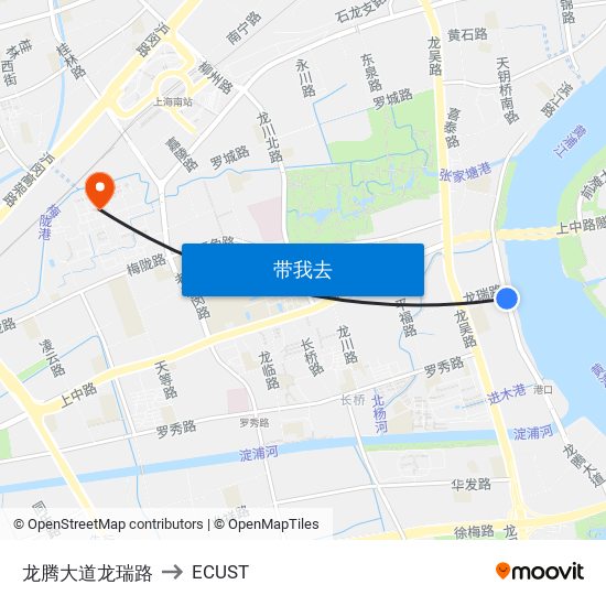 龙腾大道龙瑞路 to ECUST map