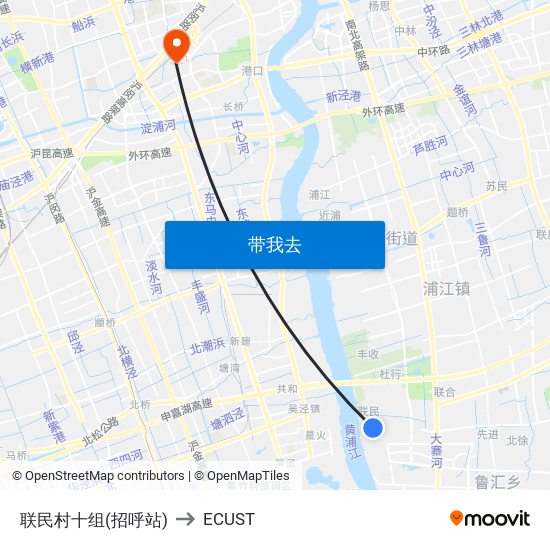联民村十组(招呼站) to ECUST map