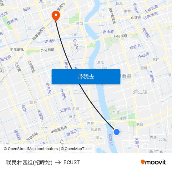 联民村四组(招呼站) to ECUST map