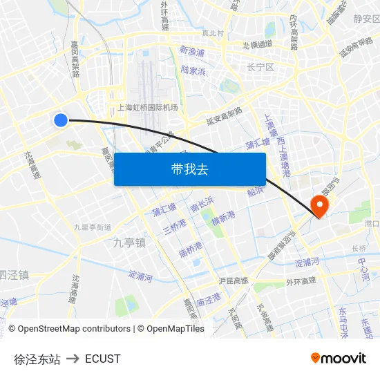徐泾东站 to ECUST map