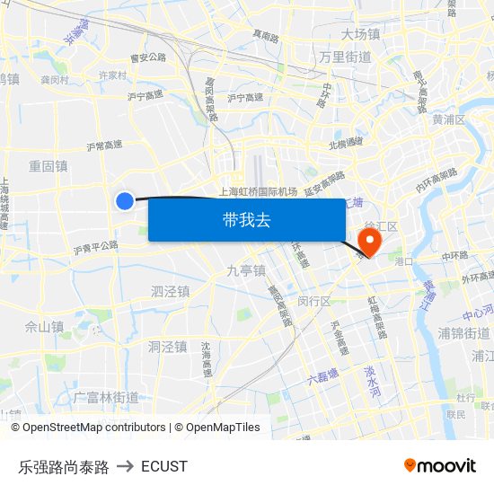 乐强路尚泰路 to ECUST map