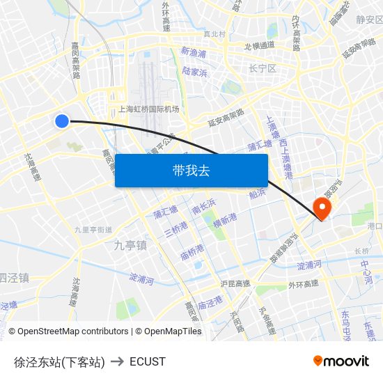 徐泾东站(下客站) to ECUST map