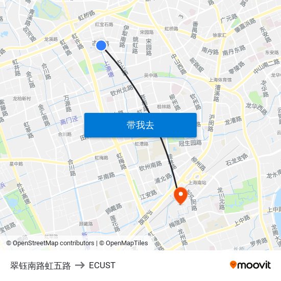 翠钰南路虹五路 to ECUST map