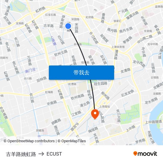 古羊路姚虹路 to ECUST map