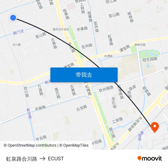 虹泉路合川路 to ECUST map